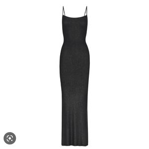 Skims limited edition shimmer SOFT LOUNGE dress in onyx XS